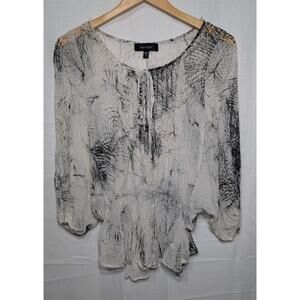 Karen Kane Women's Lightweight Sheer Silk Blouse Sz Small Boho Balloon Sleeve